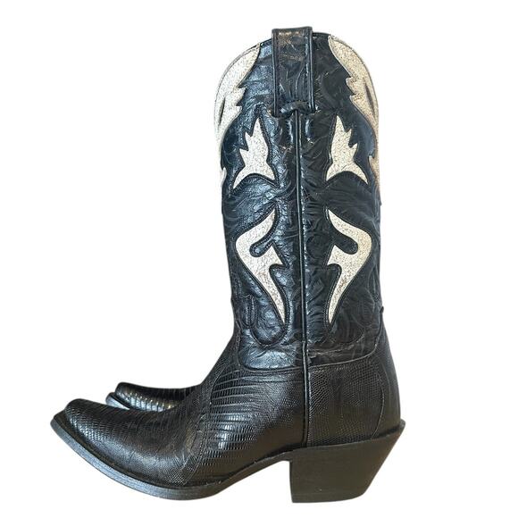 Frye Vintage Black Leather Lily Pointed Toe Cowgirl Boots 6.5 - Picture 4 of 12